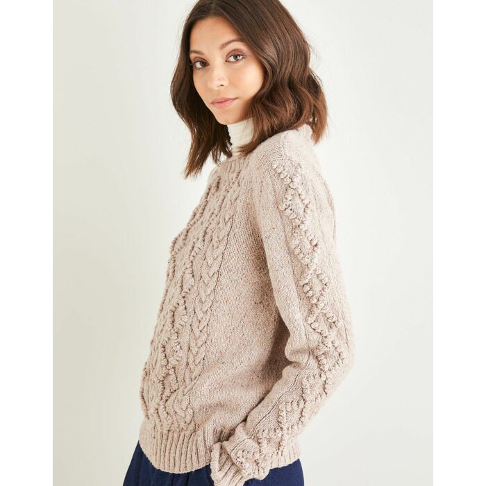 Sirdar Haworth Tweed Womens Crew Neck Cable Sweater 10146 81-137cm 32-54 - Downloadable main product photo