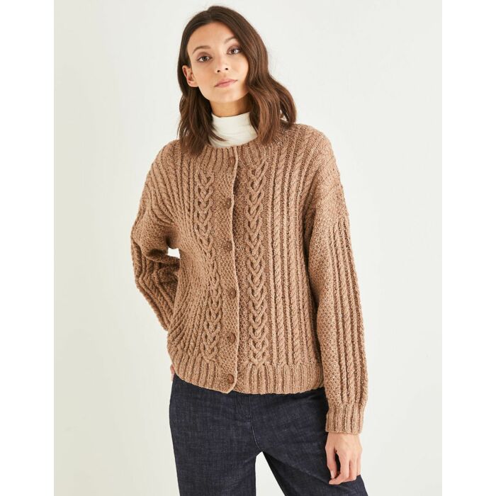 Sirdar Haworth Tweed Womens Round Neck Cable Cardigan 10150 81-137cm 32-54 - Downloadable main product photo
