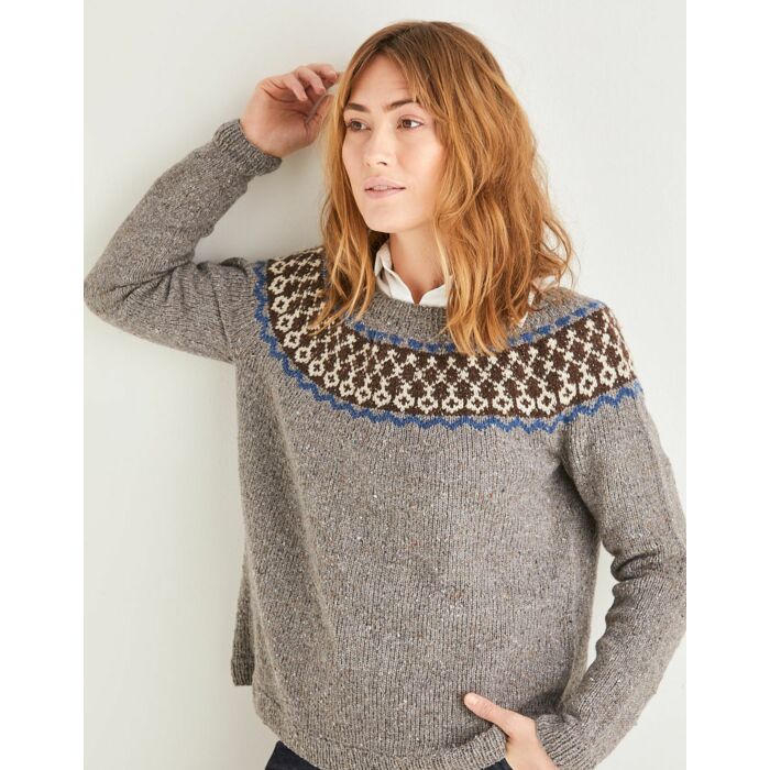 Sirdar Haworth Tweed Womens Fairisle Yoke Sweater 10154 81-137cm 32-54 - Downloadable main product photo