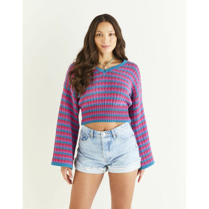 Sirdar Stories Cow Bell Sleeve Sweater Pattern Download 10539 6-28