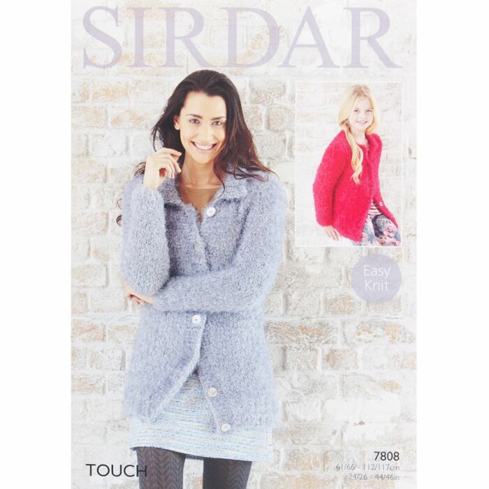 Sirdar Touch Woman's Girls Flat Collared Round Neck Cardigan Pattern 7808 24-46in main product photo
