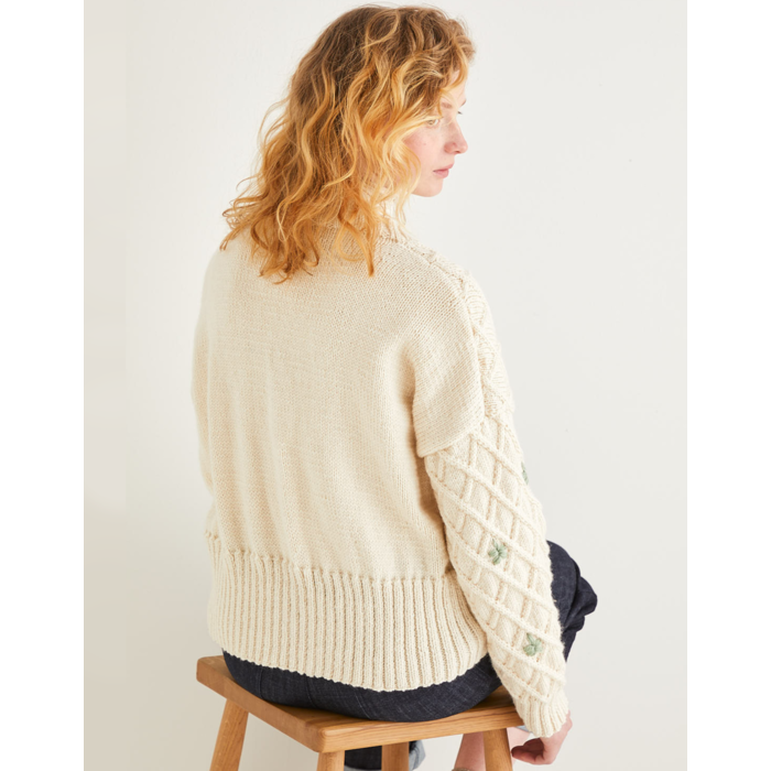 Sirdar Country Classic Worsted Womens Embroidered Lattice Cardigan 10166 