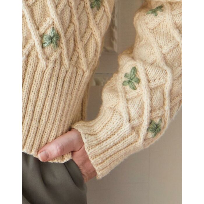 Sirdar Country Classic Worsted Womens Embroidered Lattice Cardigan 10166 