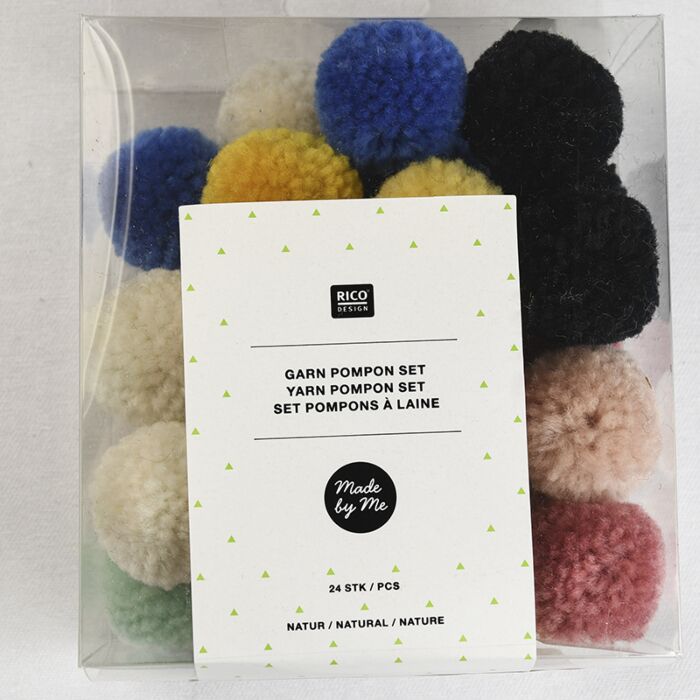 Rico Yarn Pompon Set of 24 Natural Mix 