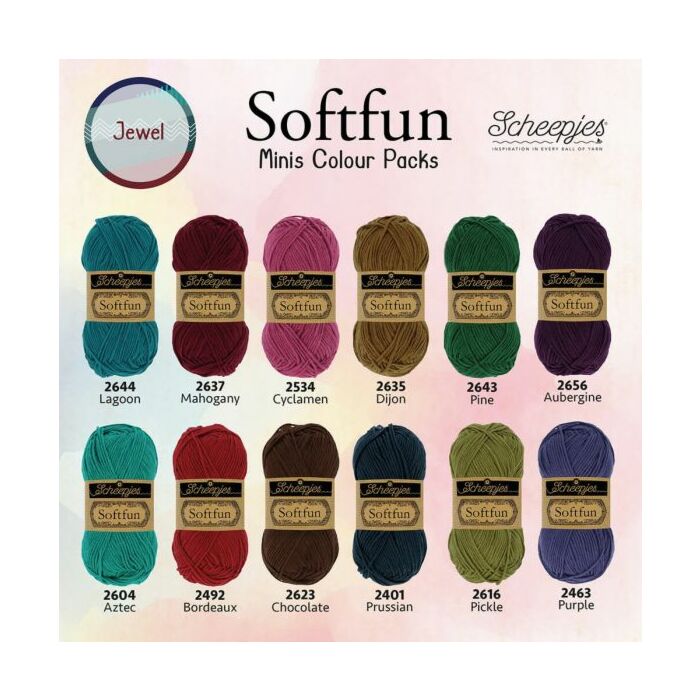 Scheepjes Softfun DK Colour Pack Yarn - 12 x 20grm pack