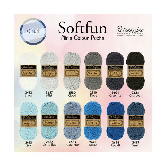 Scheepjes Softfun DK Colour Pack Yarn - 12 x 20grm pack