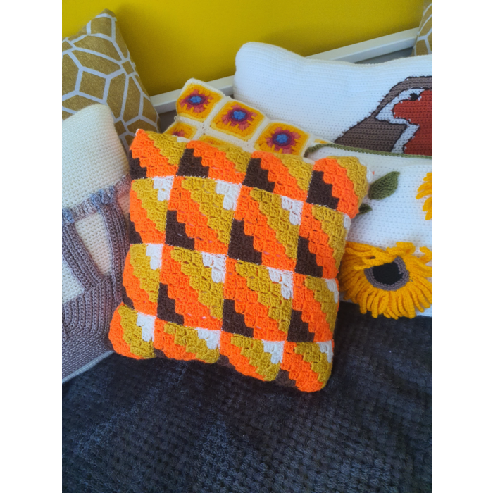 70s Inspired Crocheted Cushion by Zoe Potrac in Stylecraft Special DK