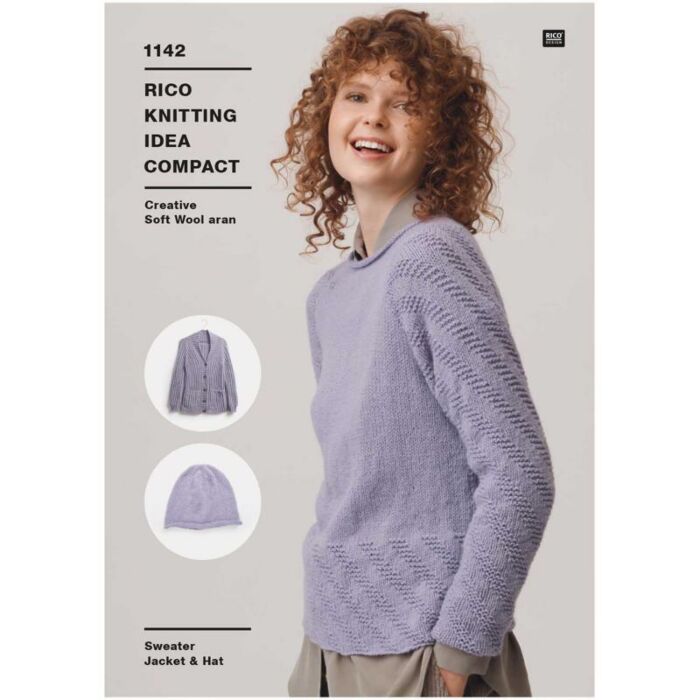 Rico Creative Soft Wool Aran Sweater Cardigan Hat Pattern 1142 81-86 122-127cm main product photo