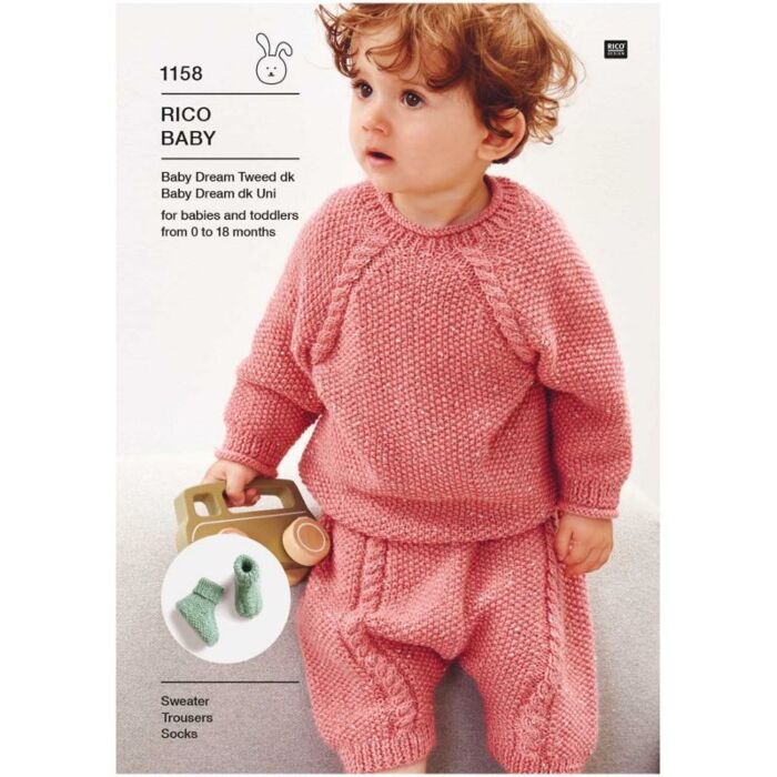 Rico Baby Dream Uni DK Sweater Trouseres Socks Pattern 1158 41-46 to 56-61cm main product photo