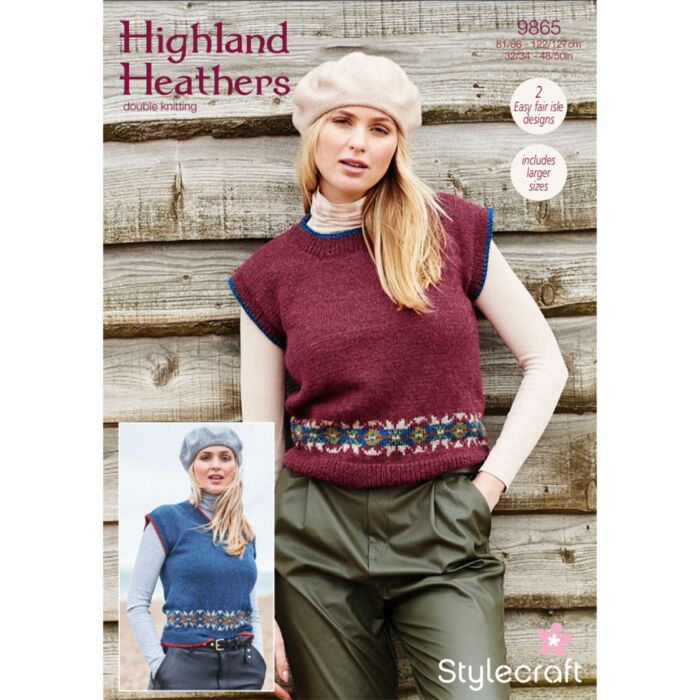 Stylecraft Highland Heathers DK Ladies R V Neck Top Pattern Download 9865 main product photo