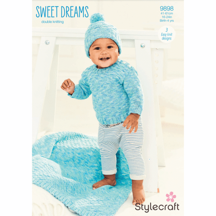 Stylecraft Sweet Dreams DK Sweater Hat Blanket Pattern Download 9898 41-61cm main product photo