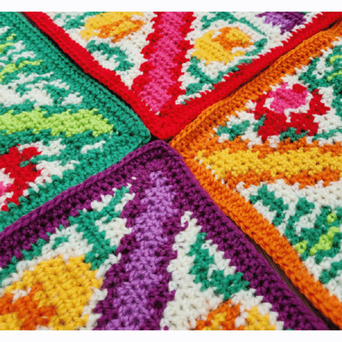 Botanical Gardens Union Jack Blanket Crochet Kit in West Yorkshire Spinners ColourLab DK by EmKatCrochet