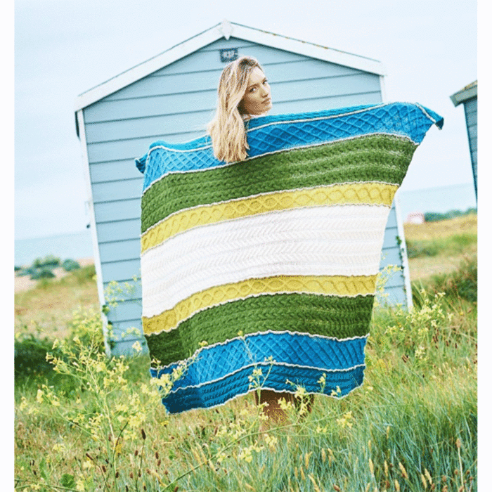 Cablemagoria Knit-Along Blanket in Stylecraft Grace Aran by Stuart Hillard - Daisy Colourway main product photo