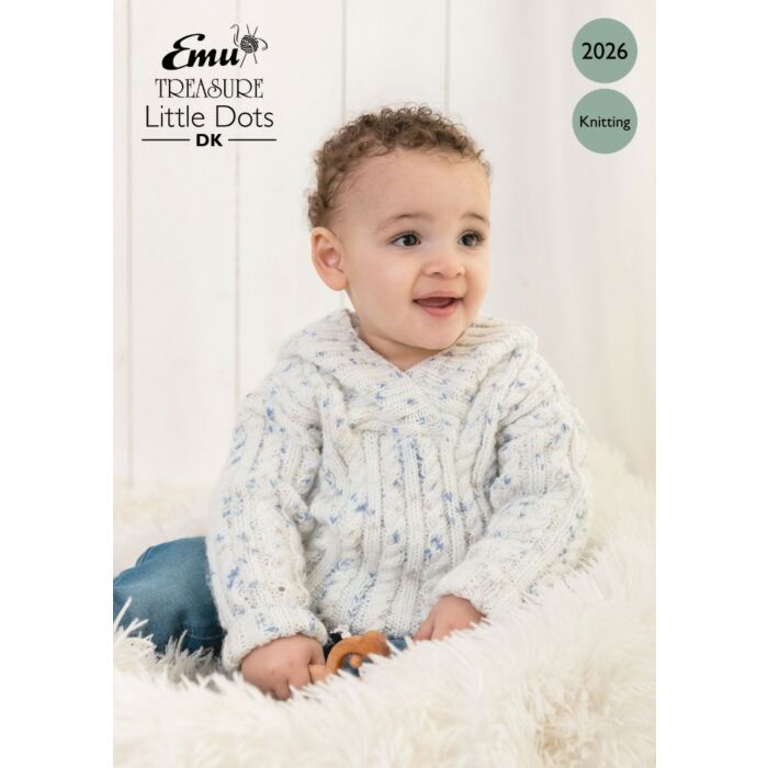 Emu Treasure Little Dots DK Child's Cable Hoodie 2026 Knitting Pattern 6 Months to 4 Years main product photo