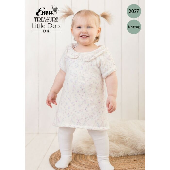 Emu Treasure Little Doits DK Child's Dotty Dress 2027 Knitting Pattern PDF 12 Months to 4 Years main product photo