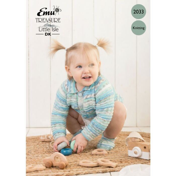 Emu Treasure Little Isle DK Baby Jacket & Bootees 2033 Knitting Pattern 6 to 36 Months main product photo