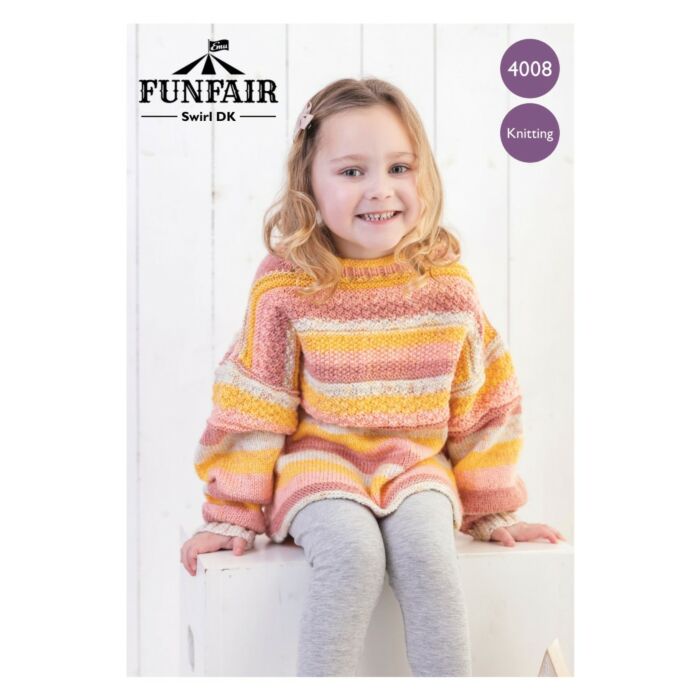 Emu Funfair Swirl DK Child's Striped Guernsey Sweater 4008 Knitting Pattern 3 to 6 Years main product photo