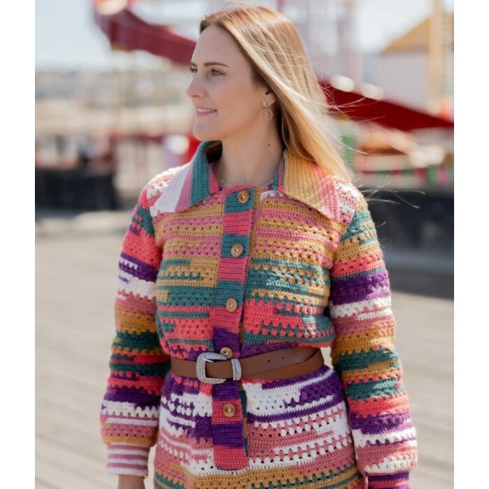 Emu Funfair HelterSkelter DK Ladies Long Sleeve Dress 4011 Crochet Pattern  To Fit Bust 33-35"