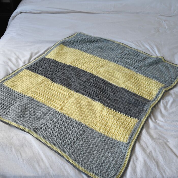 Patchwork Striped Baby Blanket Crochet Pattern by Val Pierce in WoolBox Imagine Anti-Pilling DK main product photo