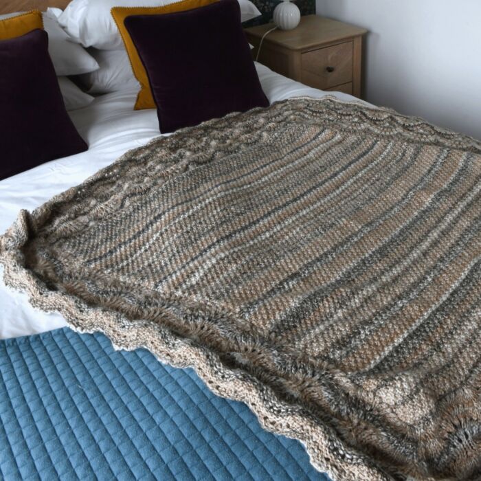 Knitted Irish Moss Stitch Blanket Kit by Jenny Watson in James C. Brett Marble Chunky main product photo
