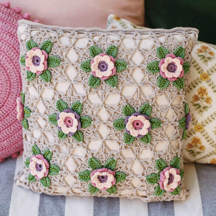 Janie Crow Gertrude Crochet Cushion Cover Kit in Stylecraft Naturals Bamboo & Cotton DK