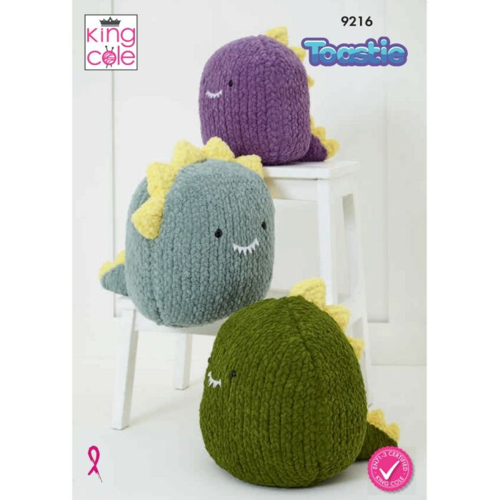 King Cole Jumbo Toastie Super Chunky Dino Toys 9216 Knitting Pattern main product photo