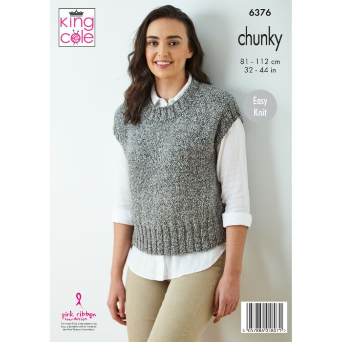 King Cole Simply Denim Chunky Ladies Sweaters 6376 Knitting Pattern main product photo