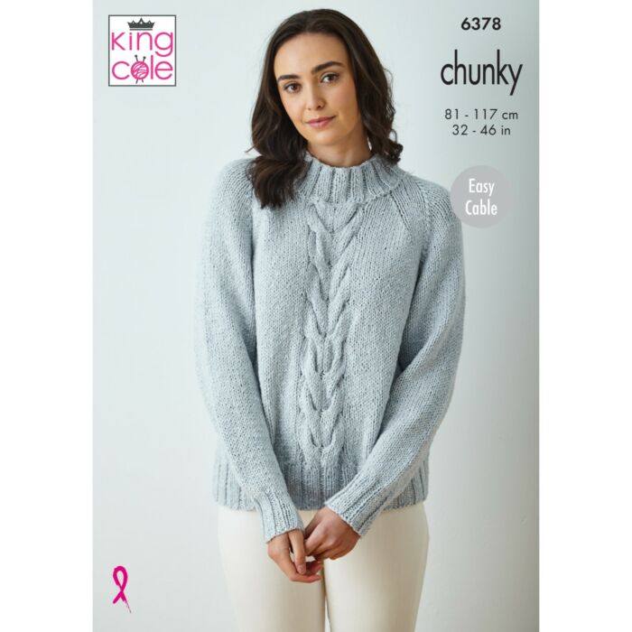 King Cole Simply Denim Chunky Ladies Sweaters 6378 Knitting Pattern main product photo
