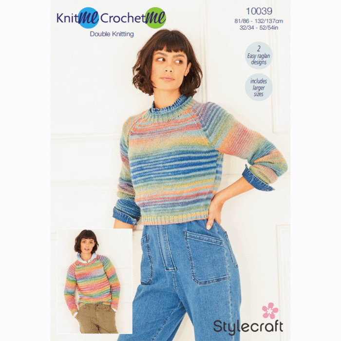 Stylecraft Knit Me Crochet Me DK Ladies Sweaters 10039 Knitting Pattern PDF main product photo