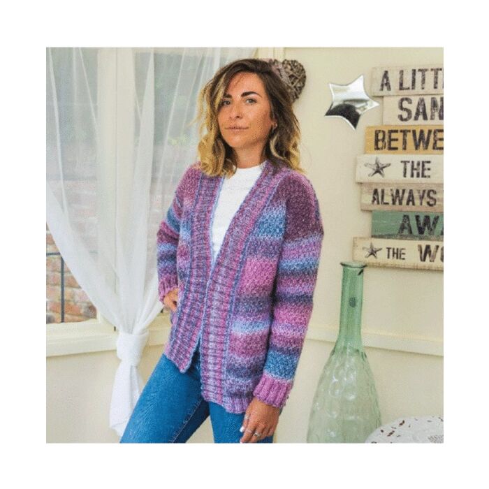 Ladies Knitted V Neck Jacket Kit by Jenny Watson in James C. Brett Marble Chunky main product photo