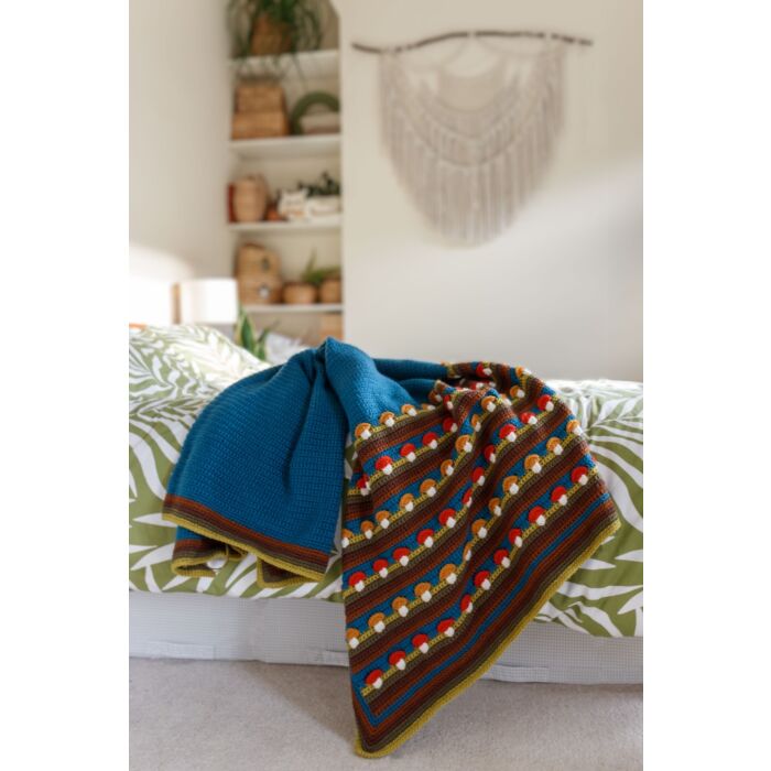 Mid-century Mushrooms Crochet Blanket by WoolnHook in Stylecraft Special DK main product photo