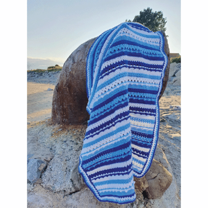 Ocean Ripples Baby Blanket Crochet Pattern Kit in Hayfield Bonus DK by EmKatCrochet