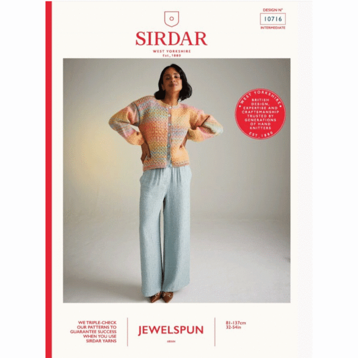Sirdar Jewelspun Aran Twilight Trellis Cardigan 10716 Knitted Pattern PDF main product photo