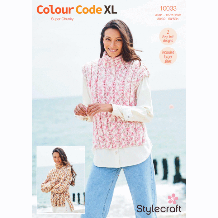 Stylecraft Colour Code XL Sweater & Tank Top 10033 Knitting Pattern PDF main product photo