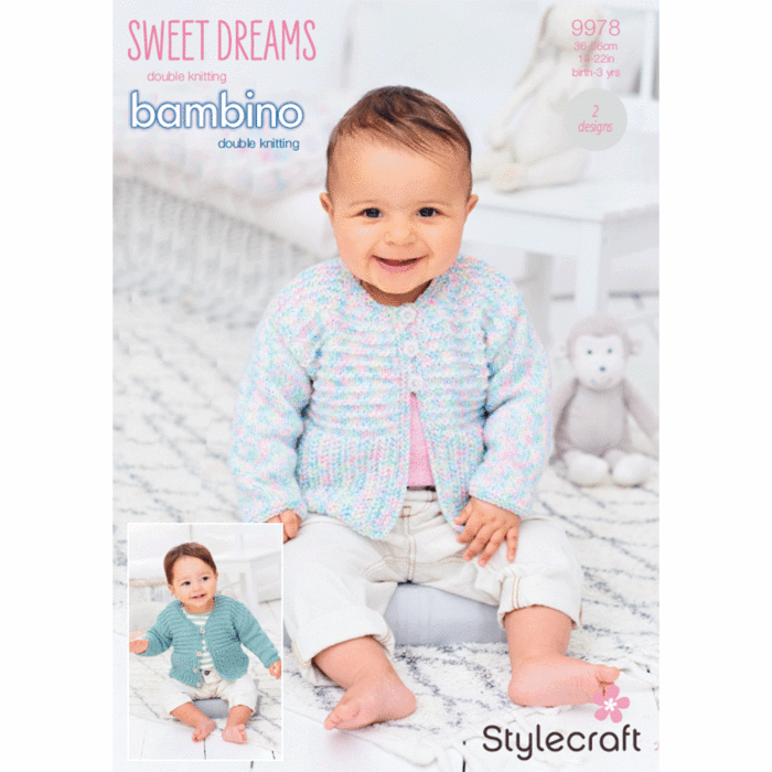 Stylecraft Bambino, Sweet Dreams DK Baby Cardigans 9978 Knitting Pattern PDF main product photo