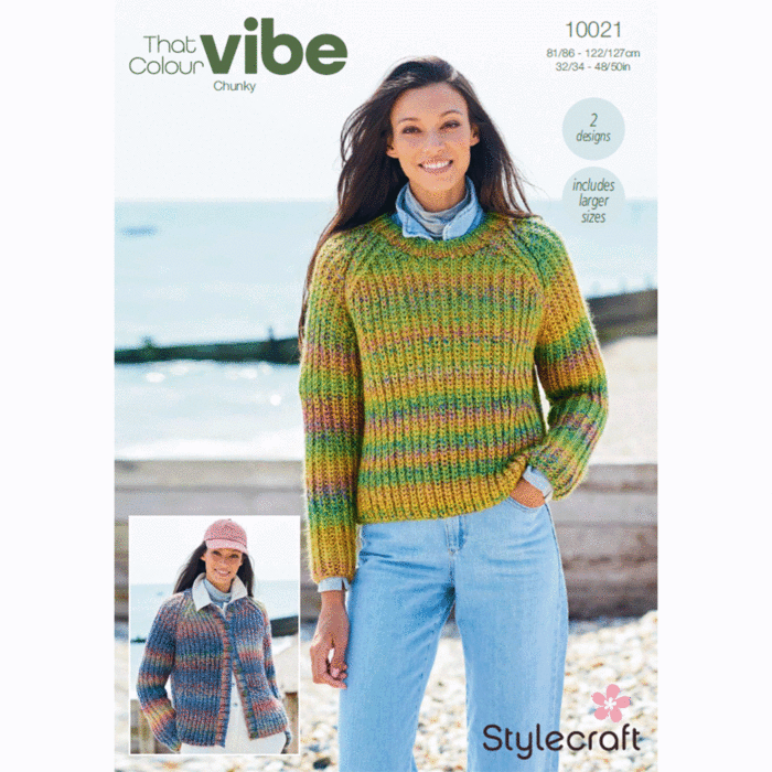 Stylecraft That Colour Vibe Chunky Ladies Sweaters 10021 Pattern PDF main product photo