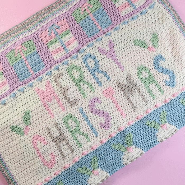 WoolBox Merry Christmas Crochet Blanket Kit in Imagine Lullaby Baby DK by EmKatCrochet