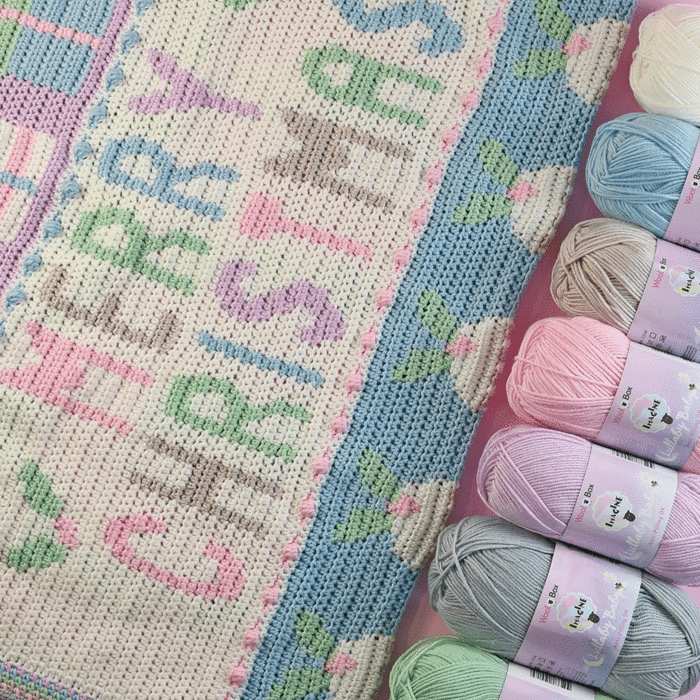 WoolBox Merry Christmas Crochet Blanket Kit in Imagine Lullaby Baby DK by EmKatCrochet