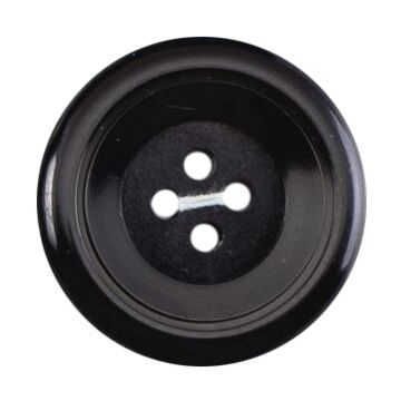 Milward Carded Buttons Rimmed 4 Hole Black 25mm Pack of 2
