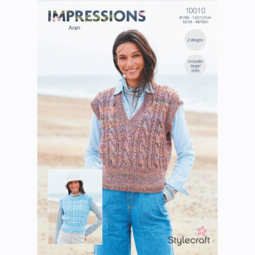 Stylecraft Impressions Aran Ladies Tank Tops 10010 Pattern Download  