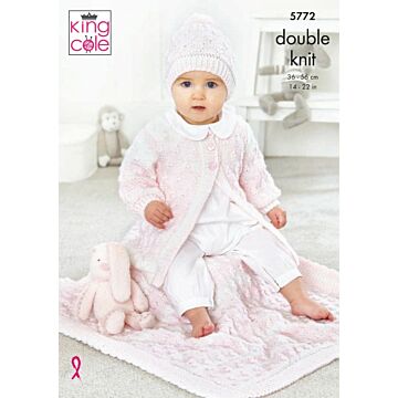 King Cole Baby Pure DK Cardigan Hat and Blanket Pattern  