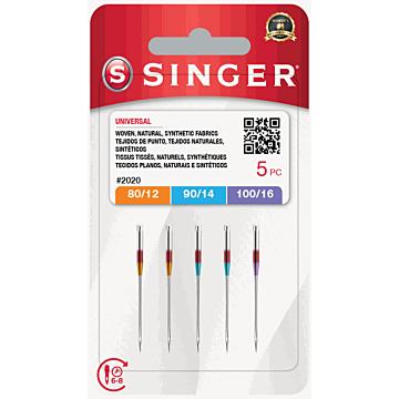 Singer Machine Needles Regular Point Assorted x 5pcs  108x60x3mm