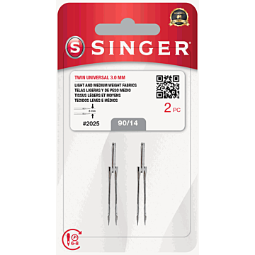 Singer Machine Twin Needles 3mm 90 x 2pcs  108x60x3mm
