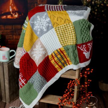 Yuletide Patchwork Blanket 1076 in Emu Classic DK - Yarn Pack & Pattern Multi 10 x 100g