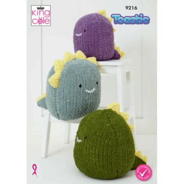 King Cole Jumbo Toastie Super Chunky Dino Toys 9216 Knitting Pattern  