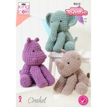 King Cole Jumbo Toastie Super Chunky Safari Toys 9217 Crochet Pattern  