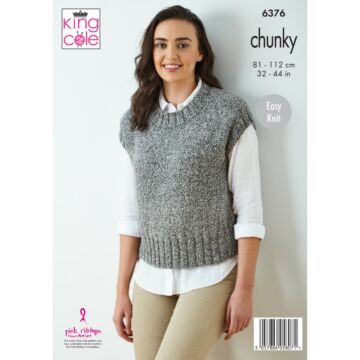 King Cole Simply Denim Chunky Ladies Sweaters 6376 Knitting Pattern  