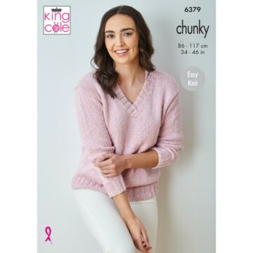 King Cole Simply Denim Chunky Ladies Sweaters 6379 Knitting Pattern  
