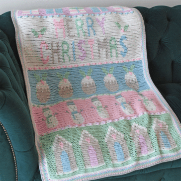 WoolBox Merry Christmas Crochet Blanket Kit in Imagine Lullaby Baby DK by EmKatCrochet