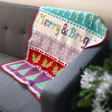 The Official 2022 WoolBox Christmas Crochet Blanket Kit - Turquoise & Purple 